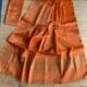 Orange Soft Plain Tissue Saree With Blouse Piece