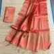 Pale Red Soft Plain Tissue Saree With Blouse Piece