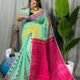 Pale Teal Soft Ganga Jamuna Jamdani Sari With Blouse Piece