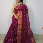 Pansy Purple Soft Pata Handloom Sari With Blouse Piece