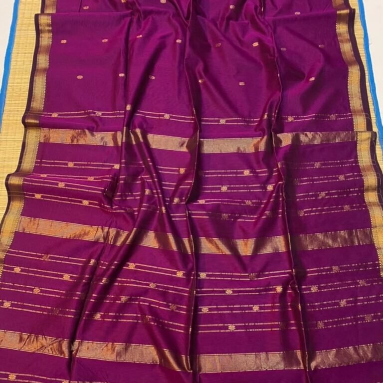 Pansy Purple Soft Maheshwari Sari With Blouse Piece