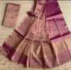 Pansy Purple Soft Plain Tissue Saree With Blouse Piece
