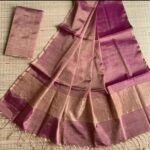 Pansy Purple Soft Plain Tissue Saree With Blouse Piece