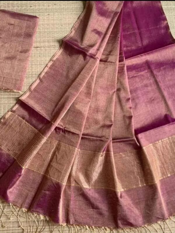 Pansy Purple Soft Plain Tissue Saree With Blouse Piece