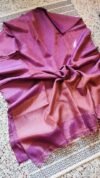 Pansy Purple Soft Plain Tissue Saree With Blouse Piece