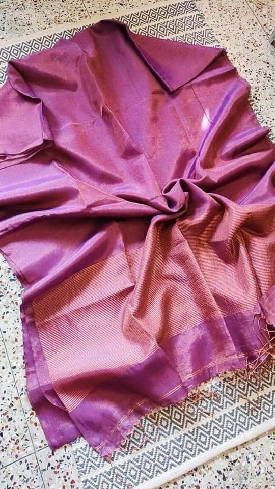 Pansy Purple Soft Plain Tissue Saree With Blouse Piece 2 Pansy Purple Soft Plain Tissue Saree With Blouse Piece