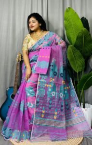 Persian Pink Soft Ful Bahar Jamdani Saree