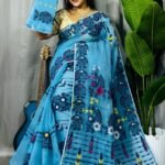 Picton Blue Soft Ful Bahar Jamdani Saree