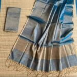 Picton Blue Soft Plain Tissue Saree With Blouse Piece