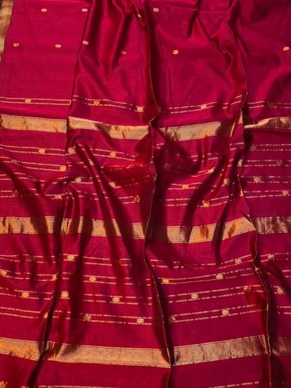 Pinkish Red Soft Maheshwari Sari With Blouse Piece