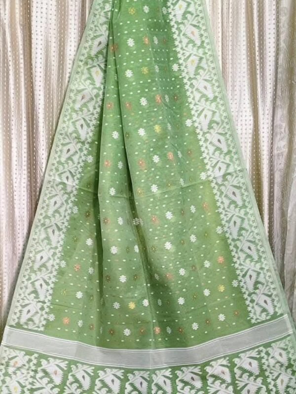 Pista Soft Buti Korat Jamdani Saree With Blouse Piece