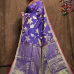 Purple Soft Kotha Buti Handloom Sari With Blouse Piece