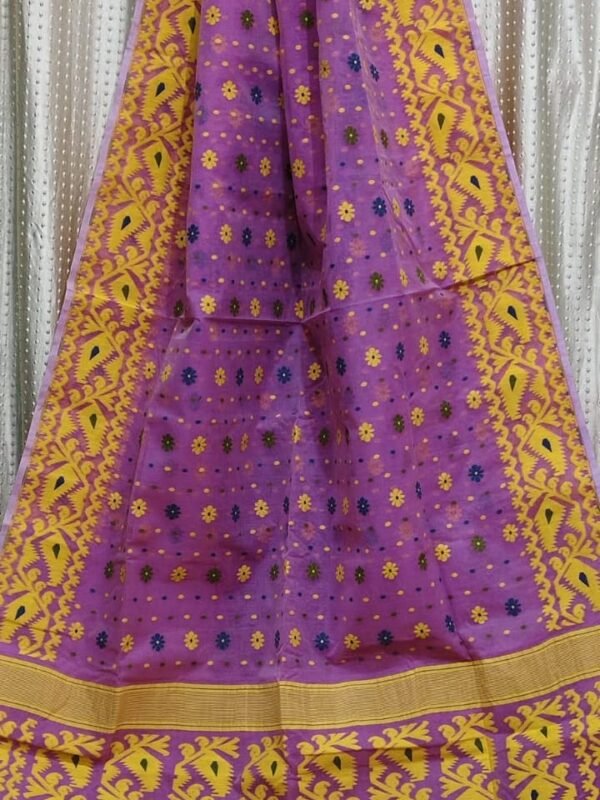 Purple Soft Buti Korat Jamdani Saree With Blouse Piece