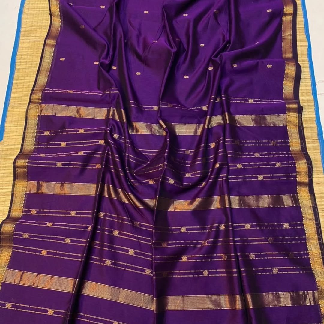 Purple Soft Maheshwari Sari With Blouse Piece
