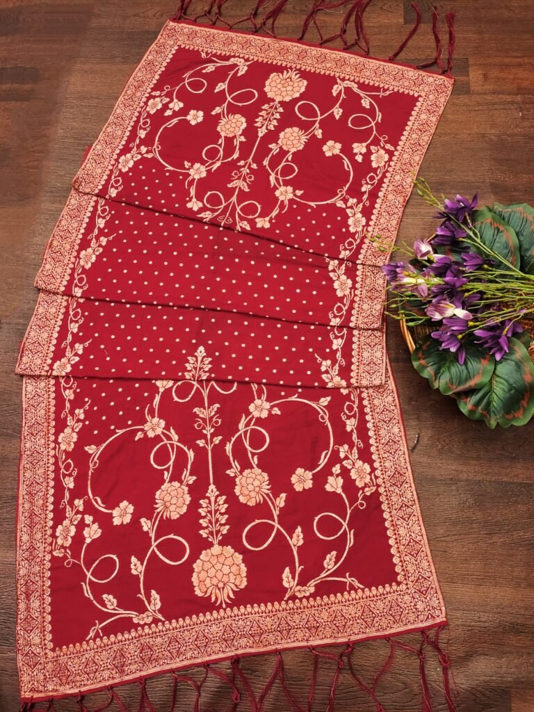 Red Brown Soft Cotton Silk Dupatta