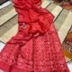 Red Pure Tussar By Tussar Handloom Sari With Blouse Piece