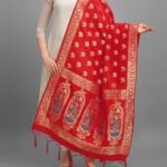Red Soft Cotton Silk Dupatta
