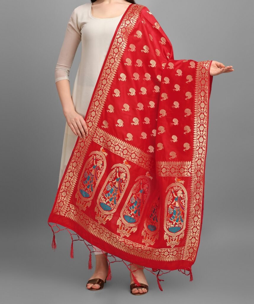 Red Soft Cotton Silk Dupatta