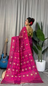 Rich Maroon Soft Dhakai Jamdani Saree