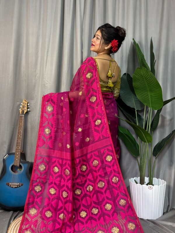 Rich Maroon Soft Dhakai Jamdani Saree