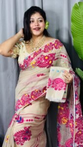 Vanilla Soft Ful Bahar Jamdani Saree