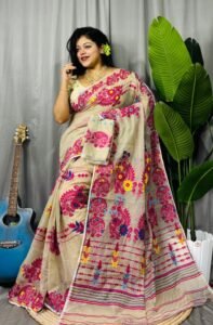 Vanilla Soft Ful Bahar Jamdani Saree