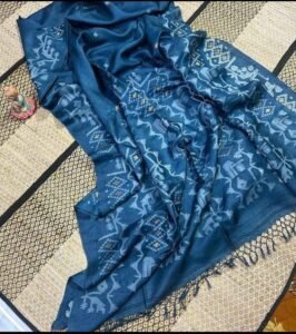 Venice Blue Pure Tussar By Tussar Handloom Sari With Blouse Piece