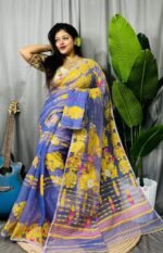 Warm Blue Soft Ful Bahar Jamdani Saree