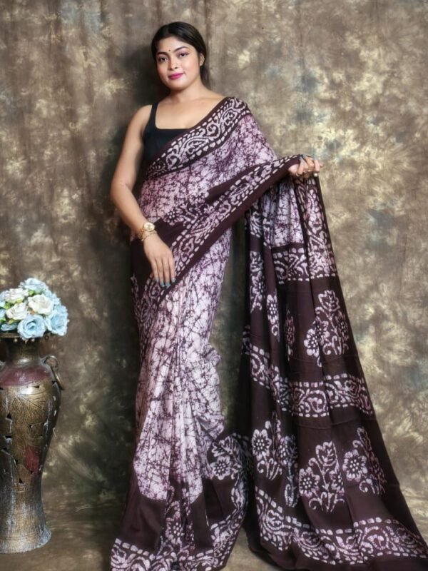 White Soft Mom Batik Saree