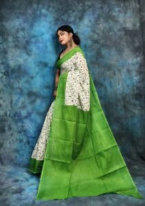 White Green Soft Madhu Moni Molmol Saree