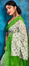 White Green Soft Madhu Moni Molmol Saree