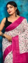 White Pink Soft Madhu Moni Molmol Saree