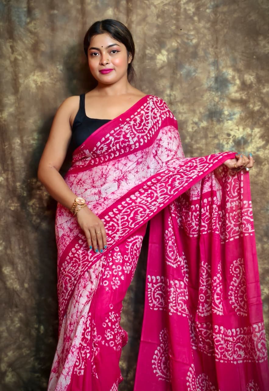 White Soft Mom Batik Saree 4 White Soft Mom Batik Saree