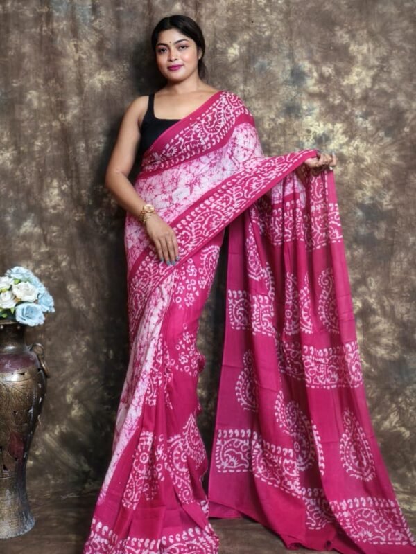 White Soft Mom Batik Saree