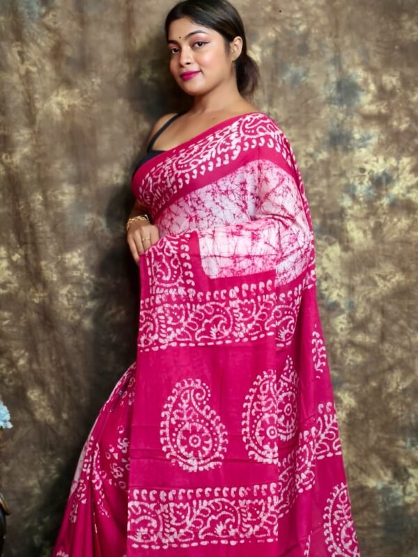 White Soft Mom Batik Saree