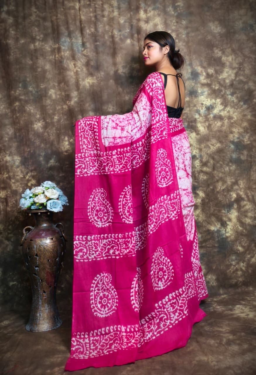 White Soft Mom Batik Saree 3 White Soft Mom Batik Saree