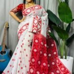 White Soft Dhakai Jamdani Saree