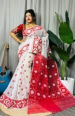 White Soft Dhakai Jamdani Saree