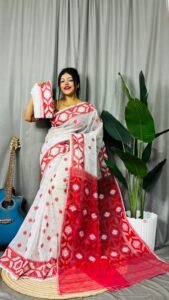 White Soft Dhakai Jamdani Saree