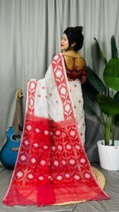 White Soft Dhakai Jamdani Saree