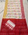White Soft Ganga Jamuna Jamdani Sari With Blouse Piece