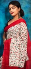 White Red Soft Madhu Moni Molmol Saree