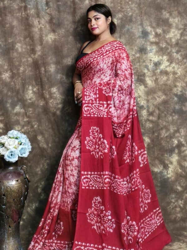 White Soft Mom Batik Saree