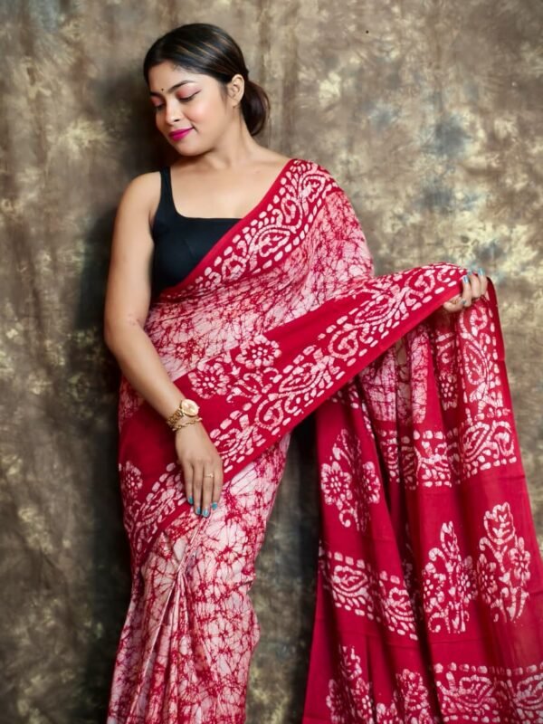 White Soft Mom Batik Saree