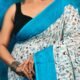 White Sky Blue Soft Madhu Moni Molmol Saree