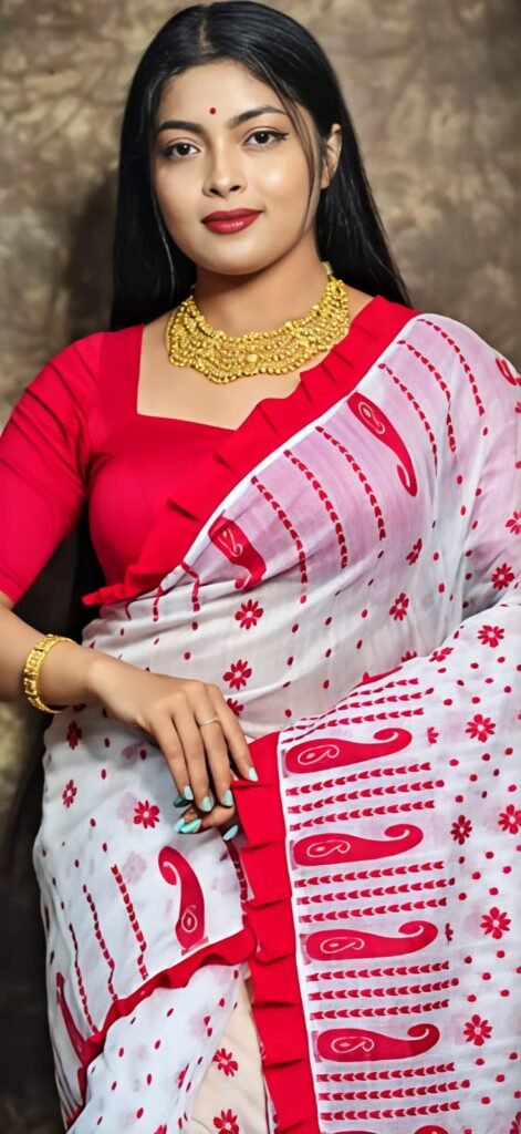 White Soft Dhaki Jamdani Saree