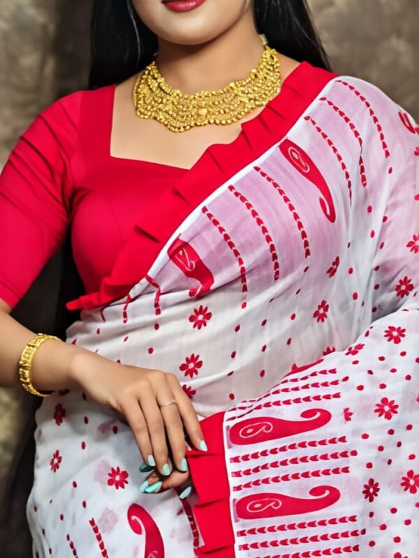 White Soft Dhaki Jamdani Saree