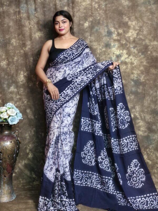White Soft Mom Batik Saree