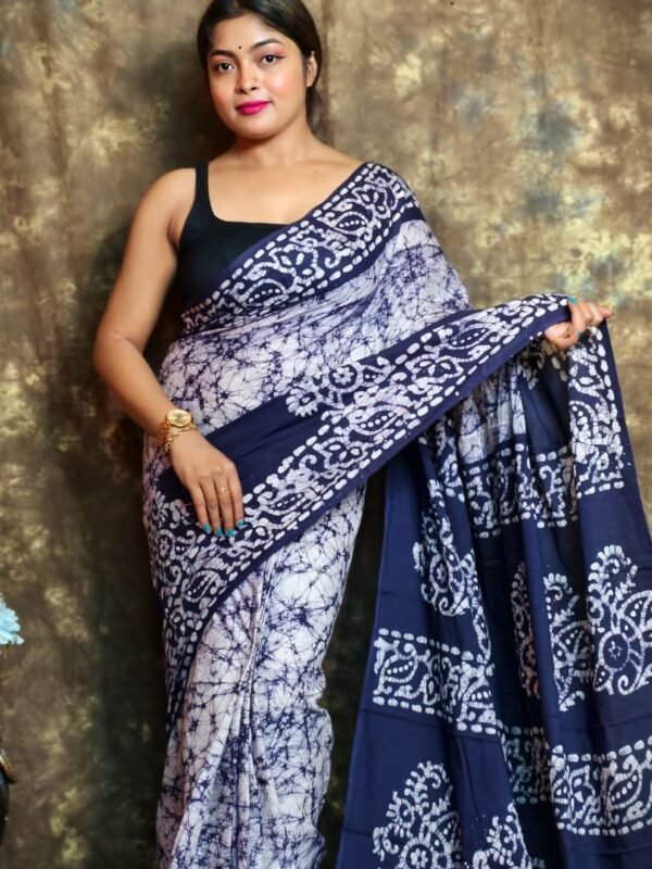 White Soft Mom Batik Saree