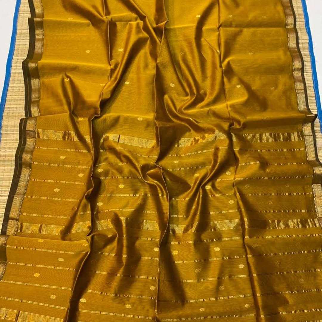 Yellow Soft Maheshwari Sari With Blouse Piece